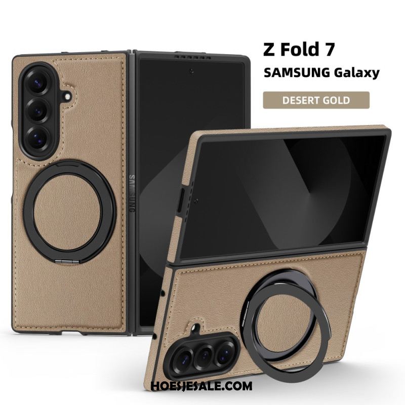 Hoesje Samsung Galaxy Z Fold 7 Magsafe-compatibel Lederlook Met Draaibare Ringhouder Bescherming Hoesje