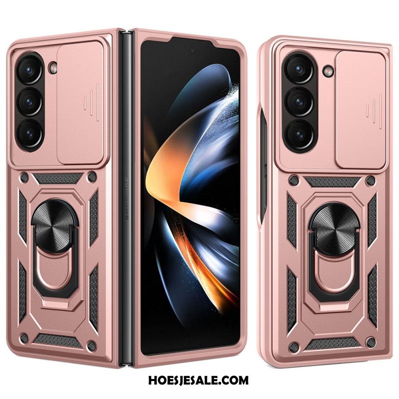Hoesje Samsung Galaxy Z Fold 7 Ringhouder En Schuifbare Cameracover Bescherming Hoesje