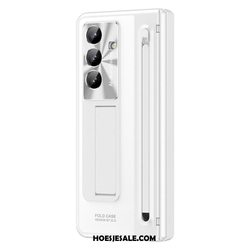 Hoesje Samsung Galaxy Z Fold 7 Standaard Met Metaaleffect En Schermbeschermer