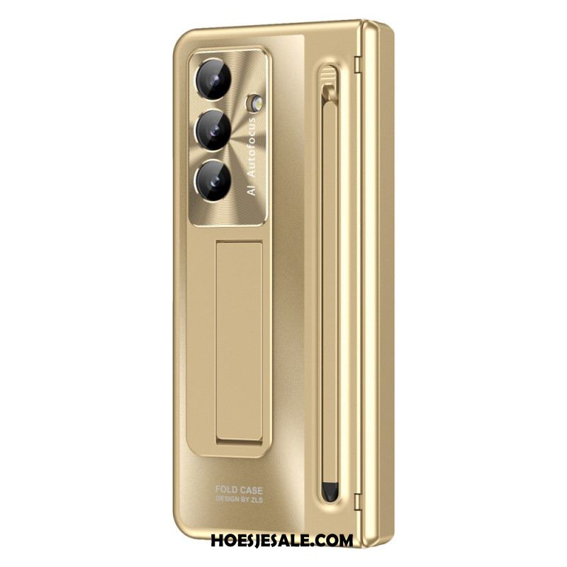 Hoesje Samsung Galaxy Z Fold 7 Standaard Met Metaaleffect En Schermbeschermer