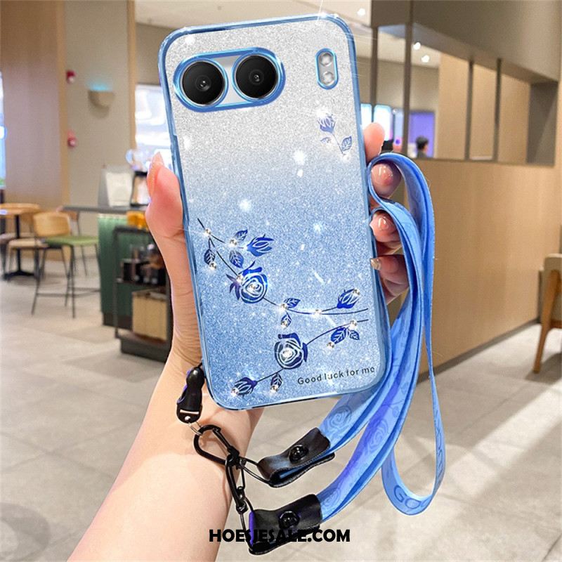 Hoesje Voor Oneplus Nord 4 Strasssteentjes En Pailletten Met Koord