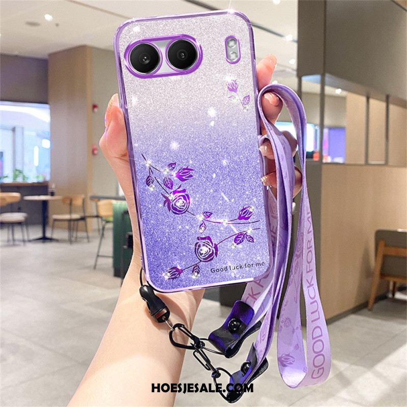 Hoesje Voor Oneplus Nord 4 Strasssteentjes En Pailletten Met Koord