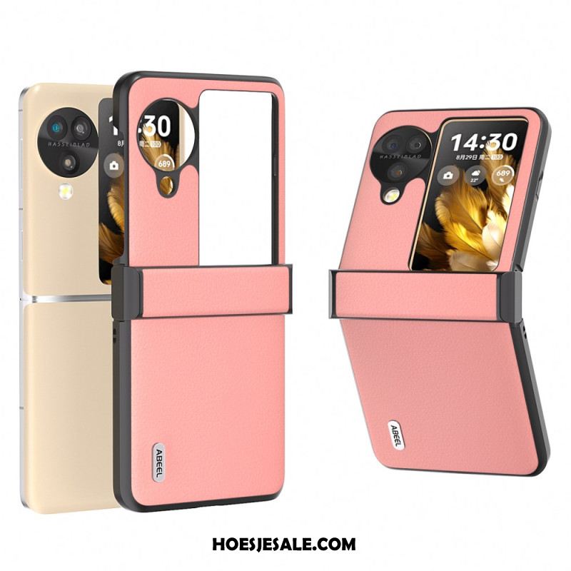 Hoesje Voor Oppo Find N3 Flip Getextureerd Leer Abeel