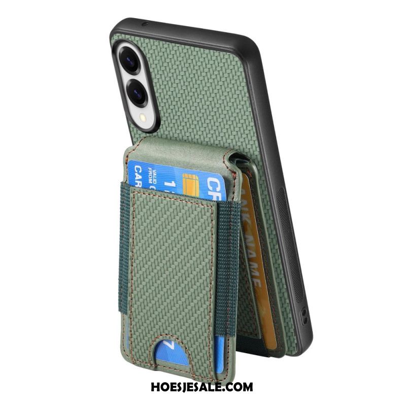 Hoesje Voor Samsung Galaxy S25 5g Edge Premium Koolstofvezel Kaarthouder En Standaard