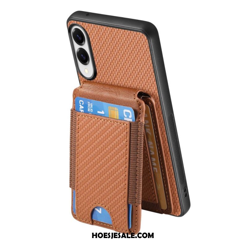 Hoesje Voor Samsung Galaxy S25 5g Edge Premium Koolstofvezel Kaarthouder En Standaard