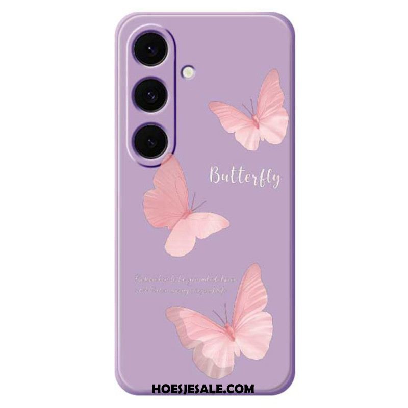 Hoesje Voor Samsung Galaxy S25 Fe Siliconen Met Roze Vlinder