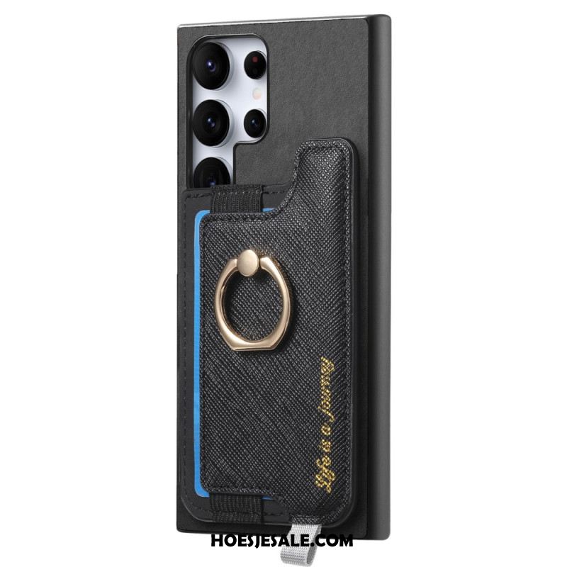 Hoesje Voor Samsung Galaxy S25 Ultra 5g Afneembare Kaarthouder In Suède-stijl