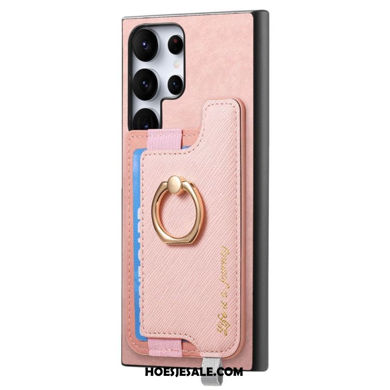 Hoesje Voor Samsung Galaxy S25 Ultra 5g Afneembare Kaarthouder In Suède-stijl