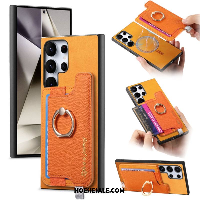 Hoesje Voor Samsung Galaxy S25 Ultra 5g Afneembare Kaarthouder In Suède-stijl