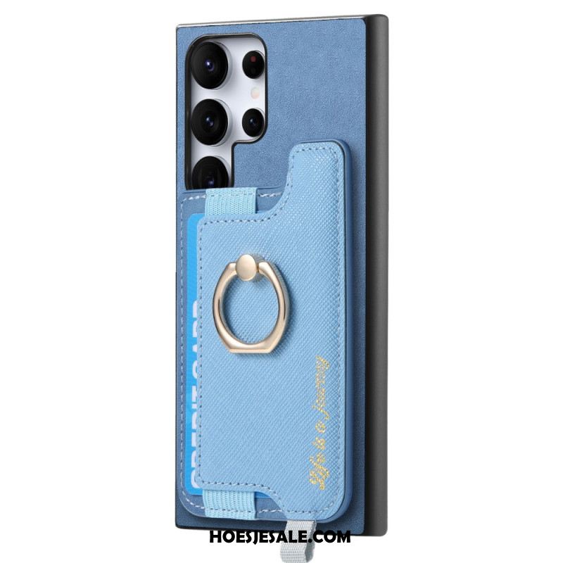 Hoesje Voor Samsung Galaxy S25 Ultra 5g Afneembare Kaarthouder In Suède-stijl