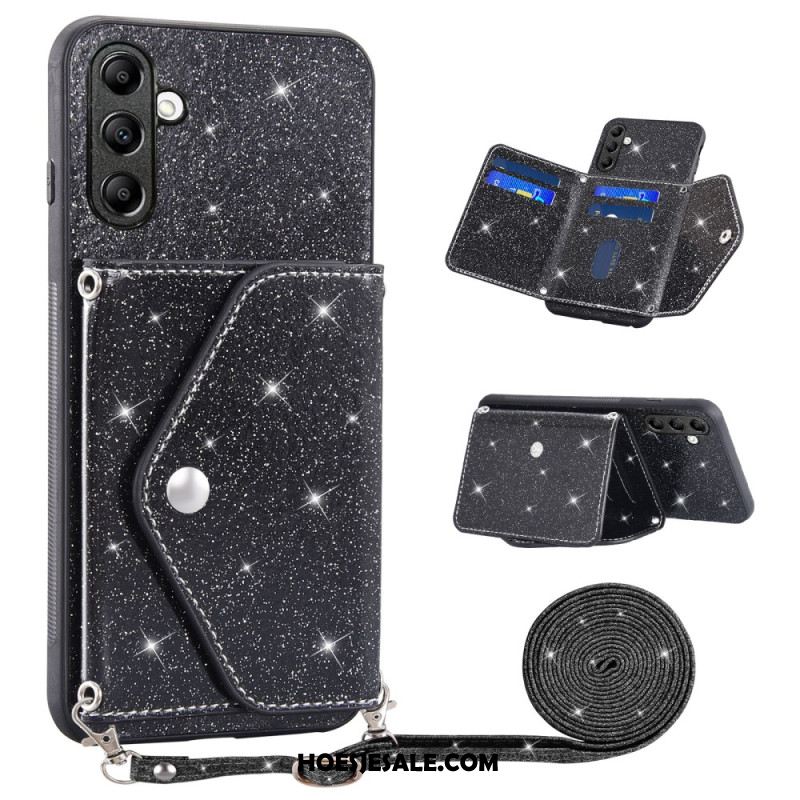 Hoesje Voor Samsung Galaxy S26 Glitter Kaarthouder En Schouderband