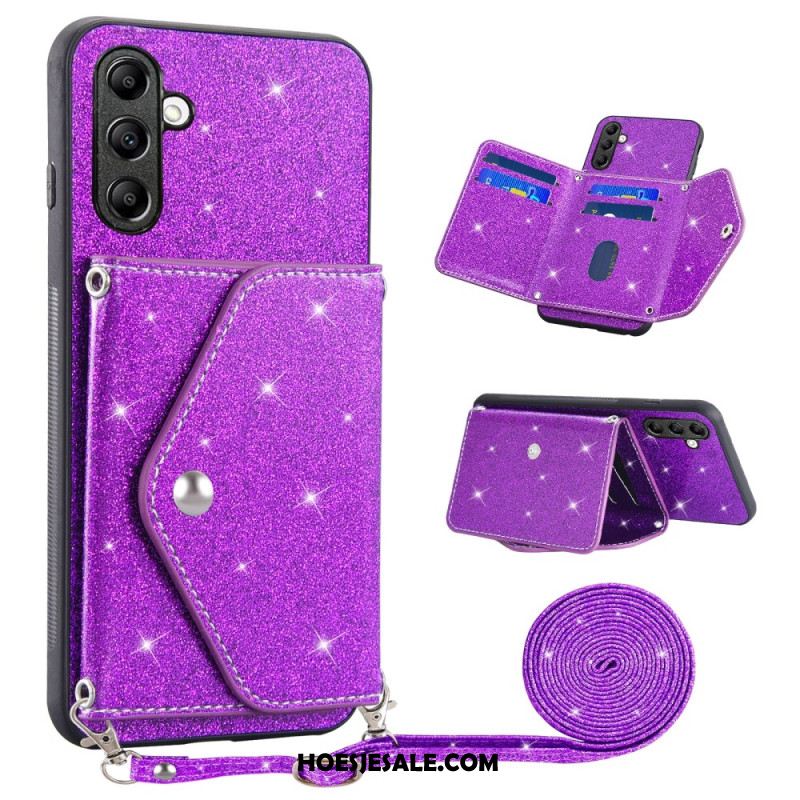 Hoesje Voor Samsung Galaxy S26 Glitter Kaarthouder En Schouderband
