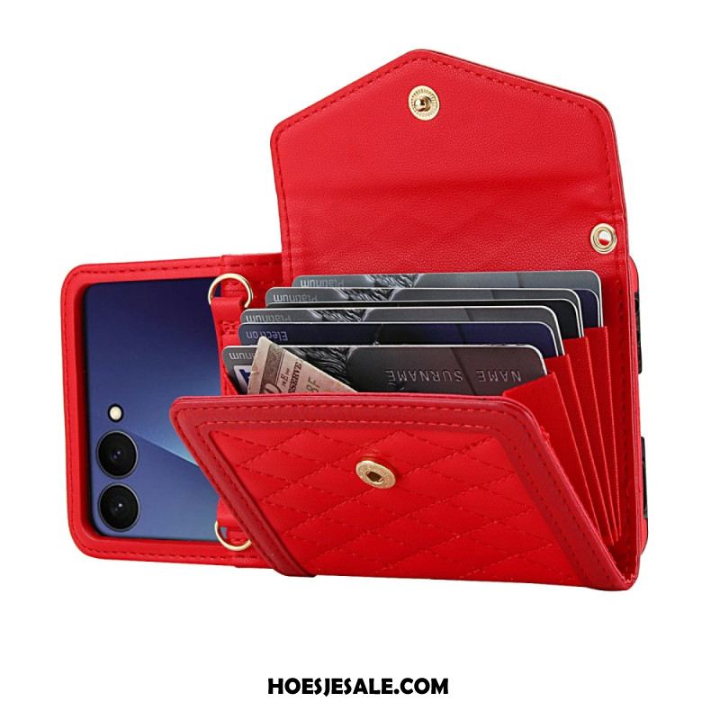 Hoesje Voor Samsung Galaxy Z Flip 7 Gevoerde Kaarthouder En Schouderband