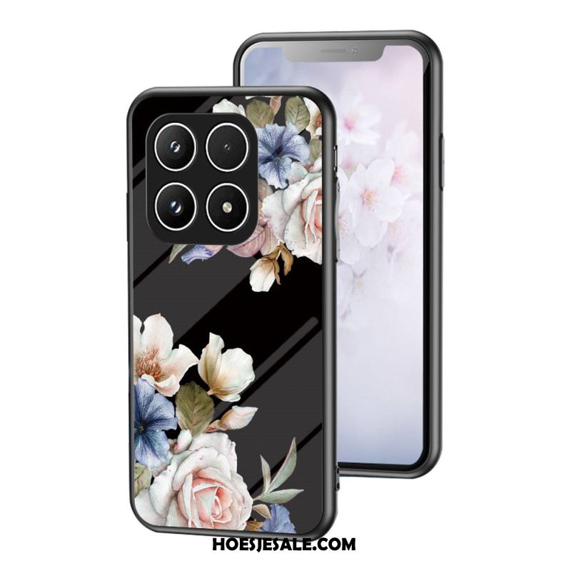 Hoesje Voor Xiaomi 17 Gehard Glas Met Bloemenpatroon