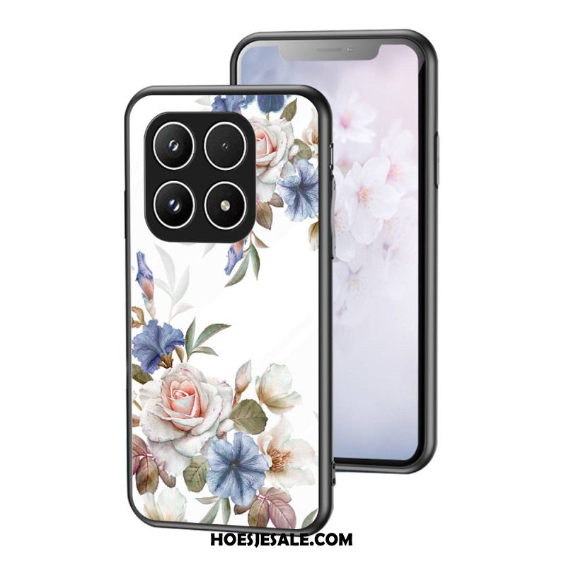 Hoesje Voor Xiaomi 17 Gehard Glas Met Bloemenpatroon
