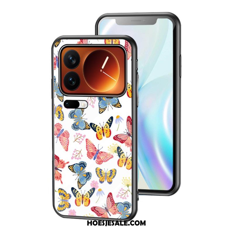 Hoesje Voor Xiaomi 17 Pro Max Vlinderpatroon Van Gehard Glas