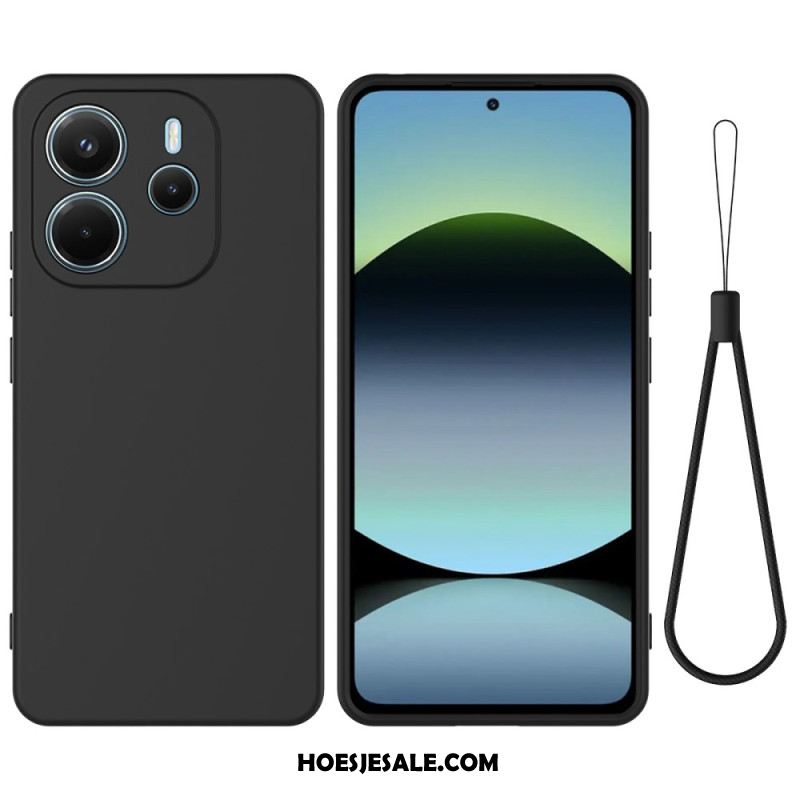 Hoesje Voor Xiaomi Redmi Note 14 4g Vloeibare Siliconen Met Bandje