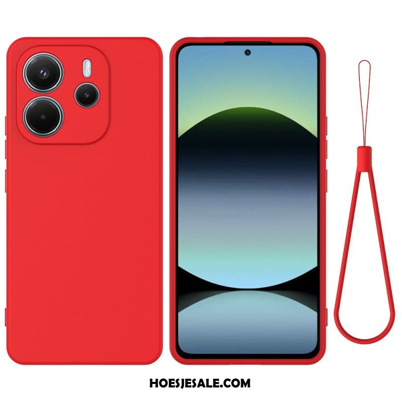 Hoesje Voor Xiaomi Redmi Note 14 4g Vloeibare Siliconen Met Bandje