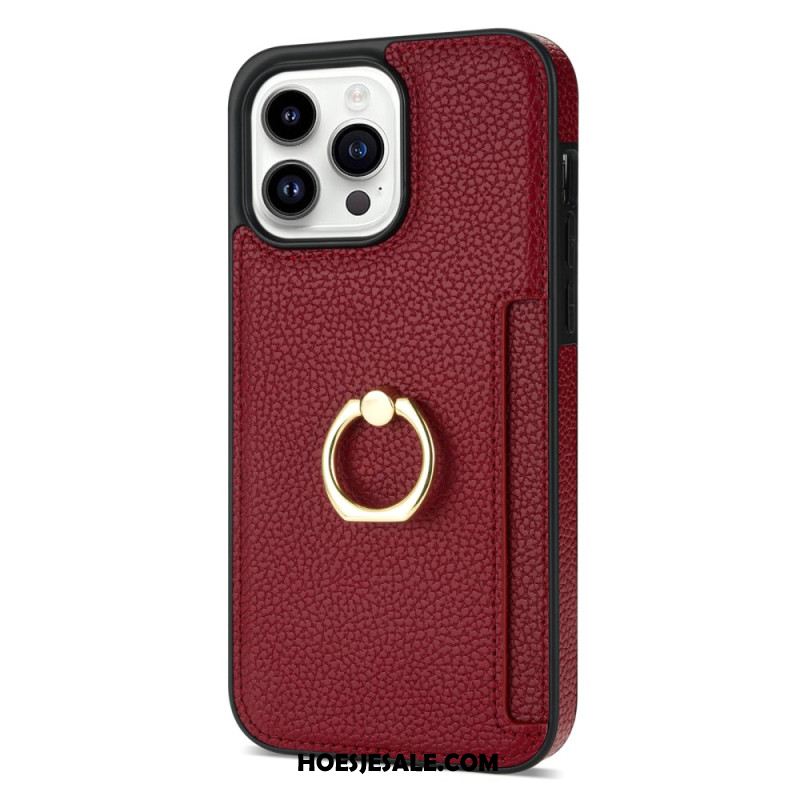 Hoesje Voor iPhone 16 Pro Kaarthouder En Standaard Met Leereffect