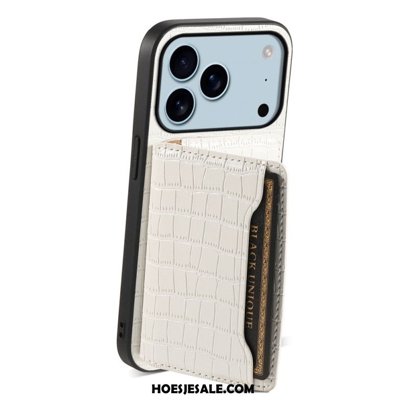 Hoesje Voor iPhone 17 Pro Kaarthouder Met Krokodillenprint