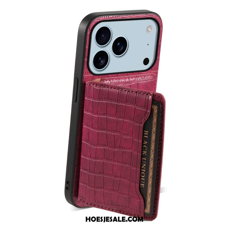 Hoesje Voor iPhone 17 Pro Kaarthouder Met Krokodillenprint