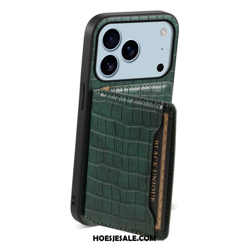 Hoesje Voor iPhone 17 Pro Kaarthouder Met Krokodillenprint