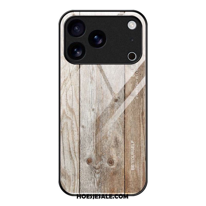 Hoesje Voor iPhone 17 Pro Max Gehard Glas Met Houteffect