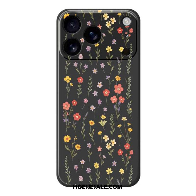 Hoesje Voor iPhone 17 Pro Vloeibare Siliconen Met Bloemen