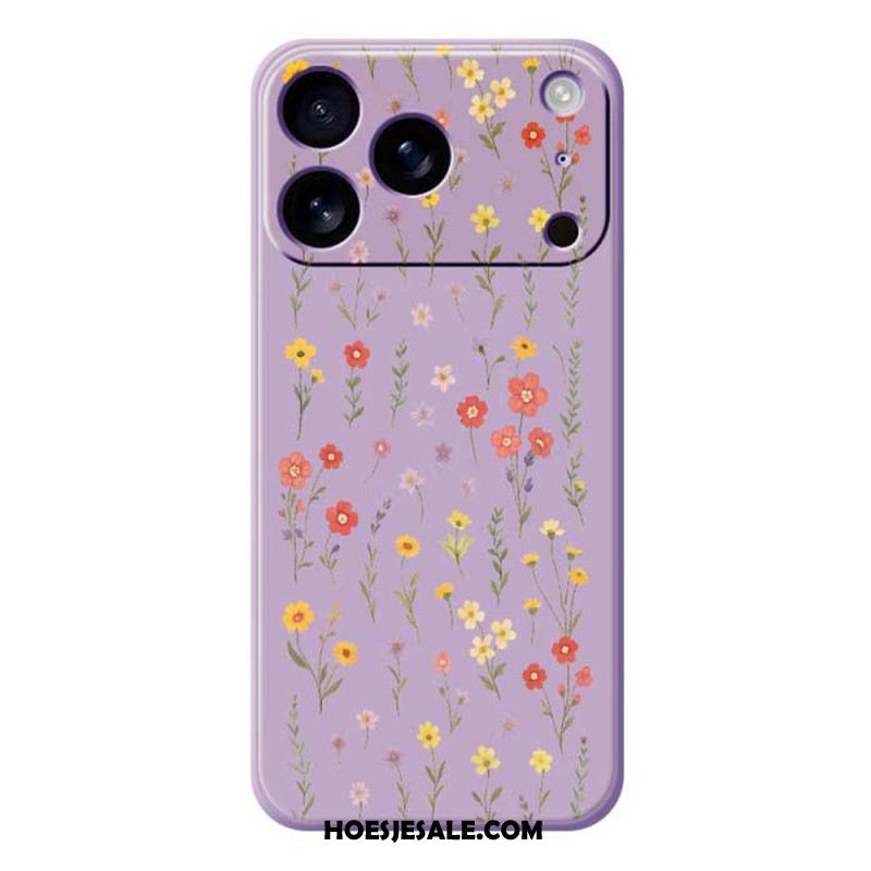 Hoesje Voor iPhone 17 Pro Vloeibare Siliconen Met Bloemen