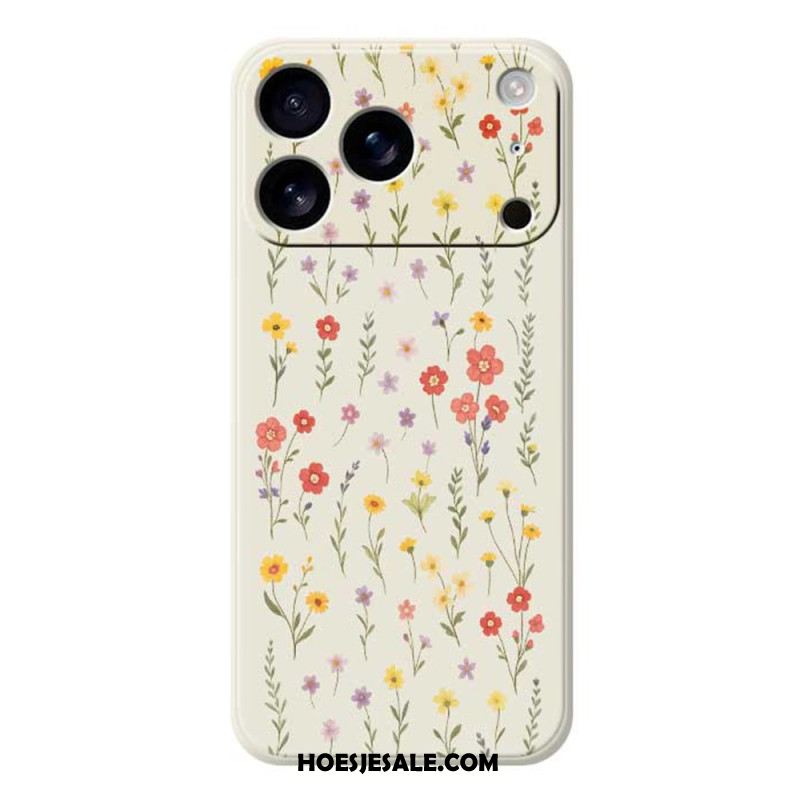 Hoesje Voor iPhone 17 Pro Vloeibare Siliconen Met Bloemen