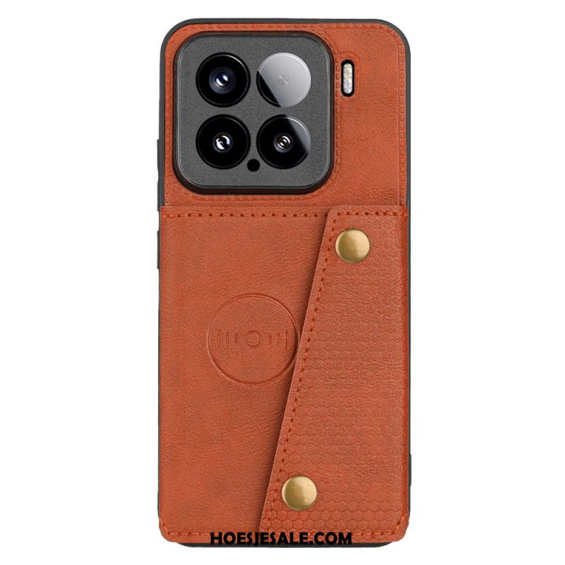 Hoesje Xiaomi 15 Leerlook Met Kaarthouder En Standaard Bescherming Hoesje