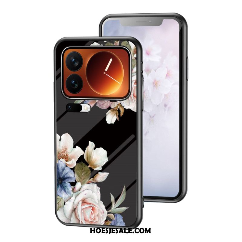 Hoesje Xiaomi 17 Pro Max Gehard Glas Met Bloemenpatroon Bescherming Hoesje