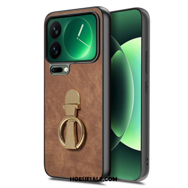 Hoesje Xiaomi 17 Pro Opvouwbare Standaard Met Retro Textuur Caseneo