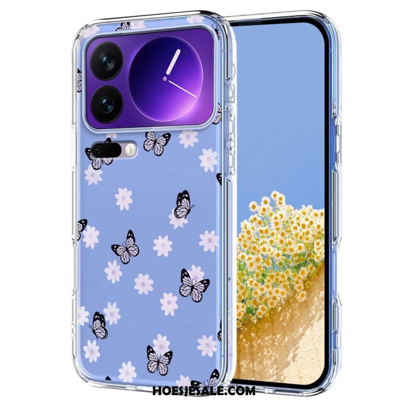 Hoesje Xiaomi 17 Pro Transparante Vlinders En Bloemen