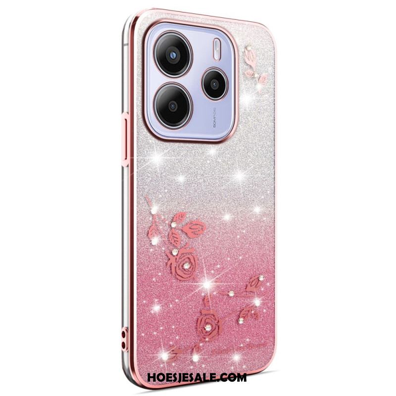 Hoesje Xiaomi Redmi Note 14 4g Glitter Met Bloemen In Kleurverloop