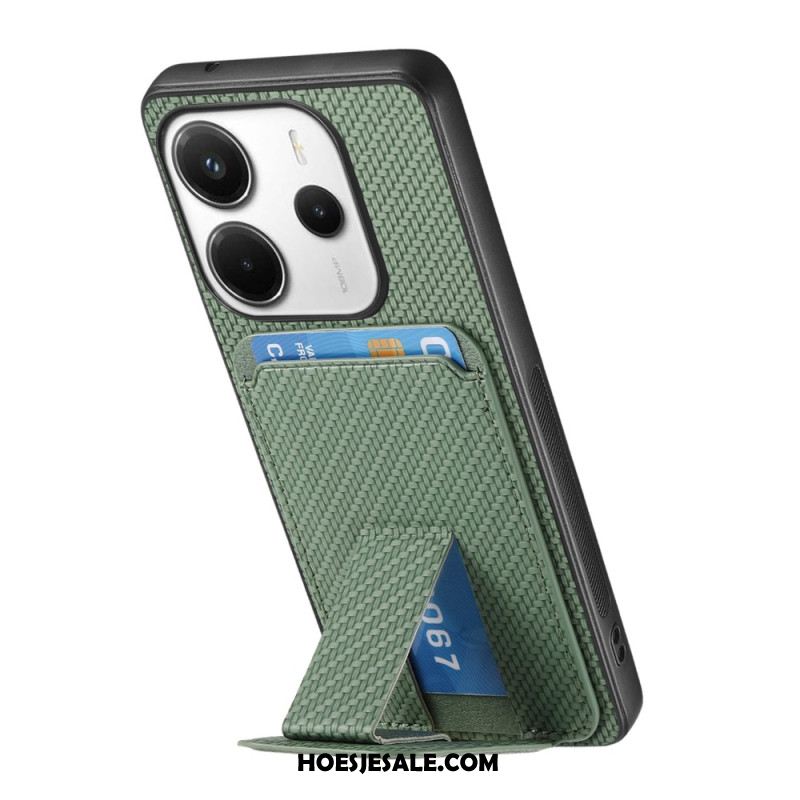 Hoesje Xiaomi Redmi Note 14 5g Kaarthouder Met Koolstofvezeltextuur