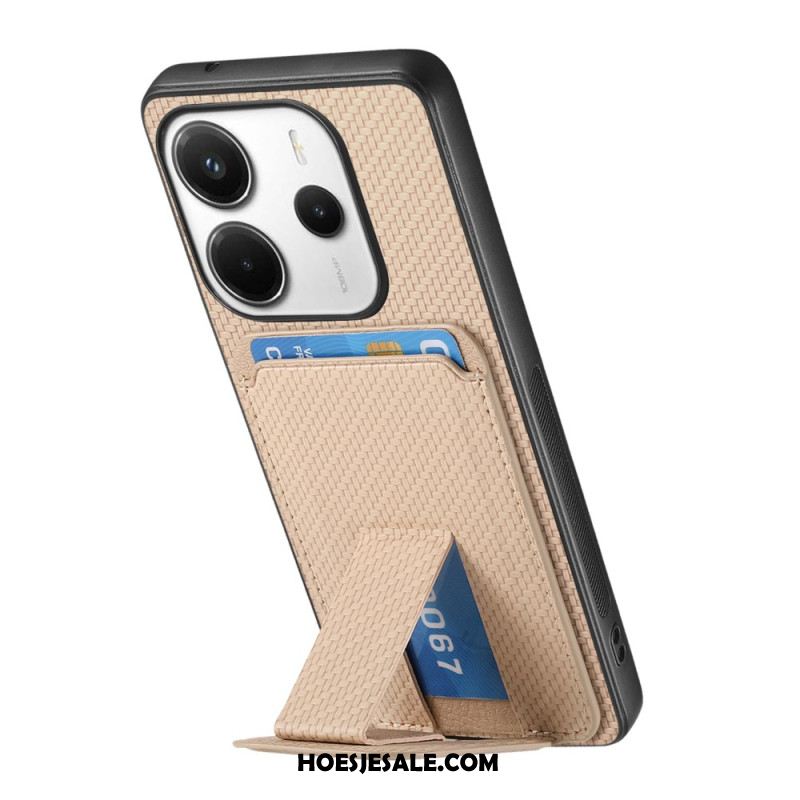 Hoesje Xiaomi Redmi Note 14 5g Kaarthouder Met Koolstofvezeltextuur