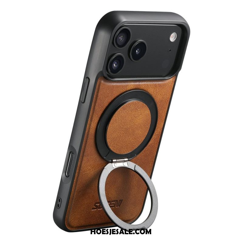 Hoesje iPhone 17 Pro Magsafe-compatibel Gewaxt Leer-effect Met Draaibare Houder