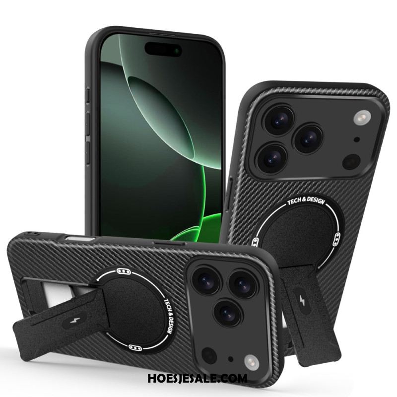 Hoesje iPhone 17 Pro Max Koolstofvezeltextuur Met Standaard