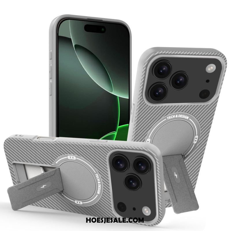 Hoesje iPhone 17 Pro Max Koolstofvezeltextuur Met Standaard