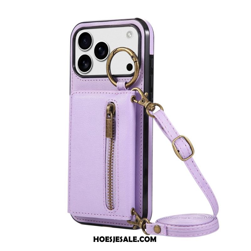 Hoesje iPhone 17 Pro Max Portemonnee En Schouderriem