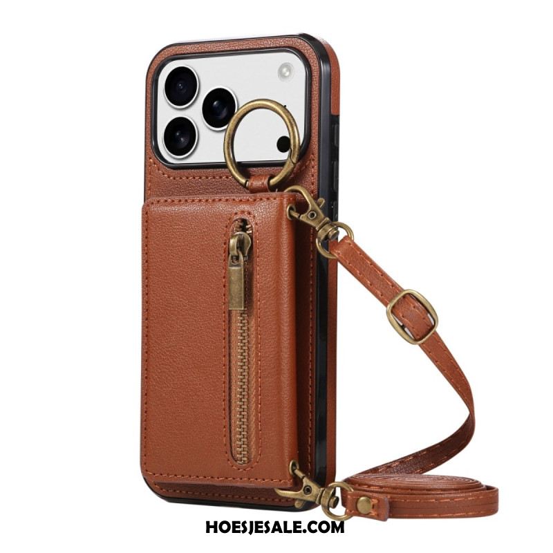 Hoesje iPhone 17 Pro Max Portemonnee En Schouderriem