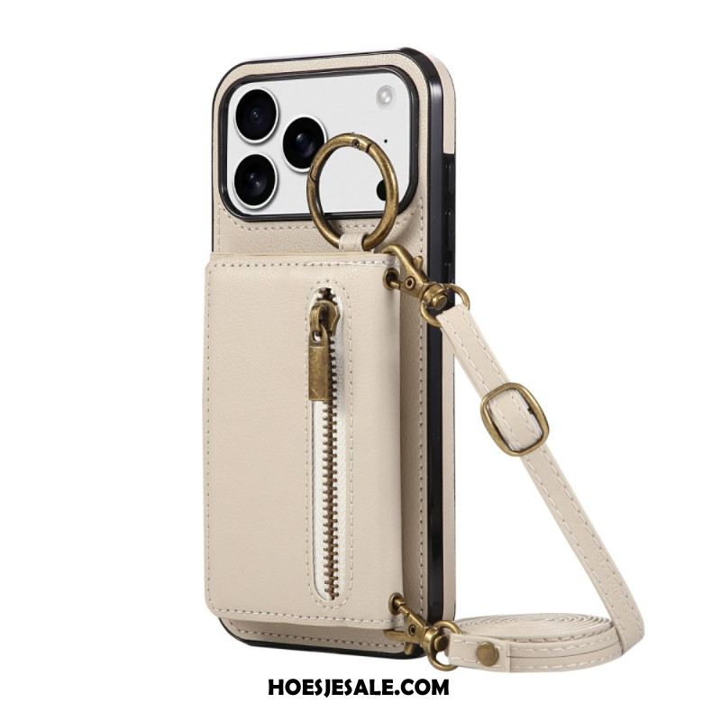 Hoesje iPhone 17 Pro Max Portemonnee En Schouderriem