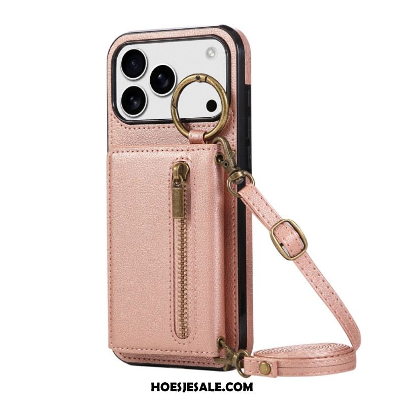 Hoesje iPhone 17 Pro Portemonnee Met Schouderband