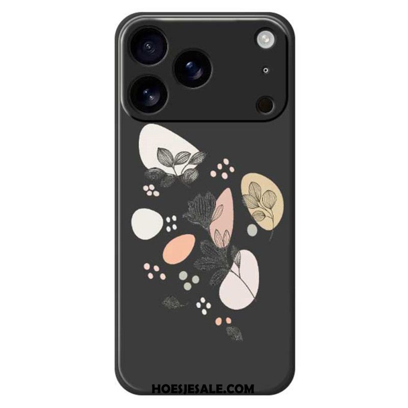 Hoesje iPhone 17 Pro Vloeibare Siliconen Met Getekende Bladeren