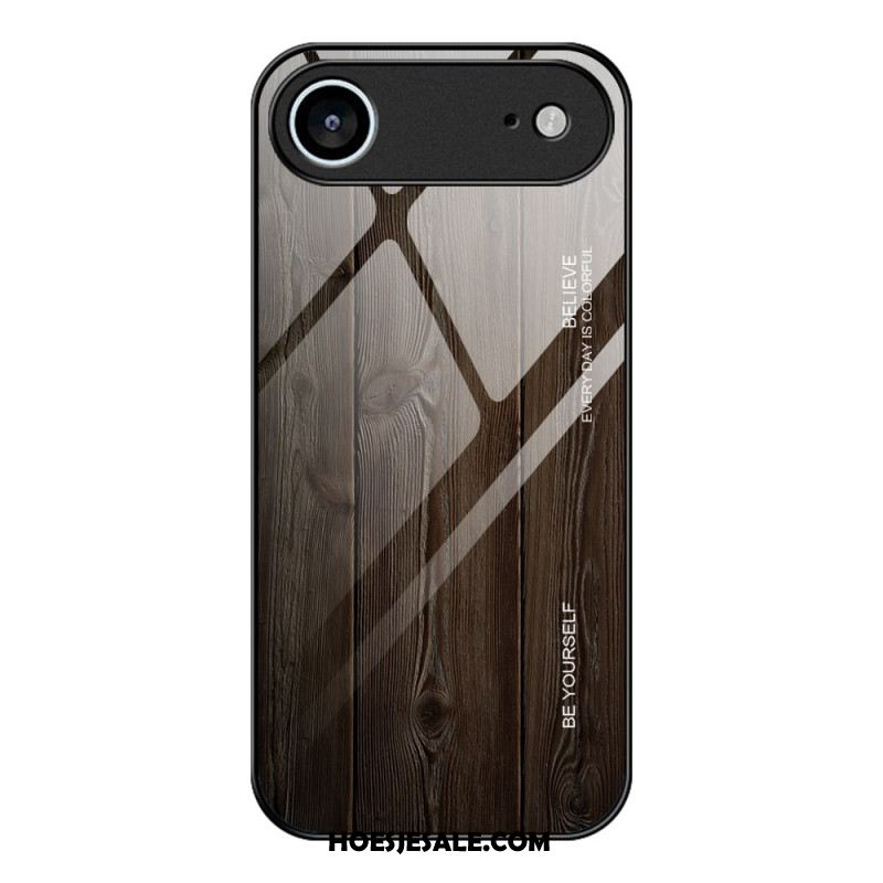 Hoesje iPhone Air Gehard Glas Met Houteffect