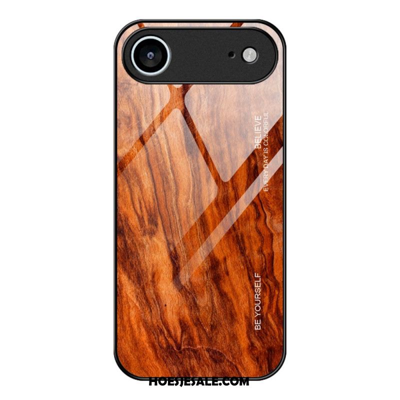 Hoesje iPhone Air Gehard Glas Met Houteffect