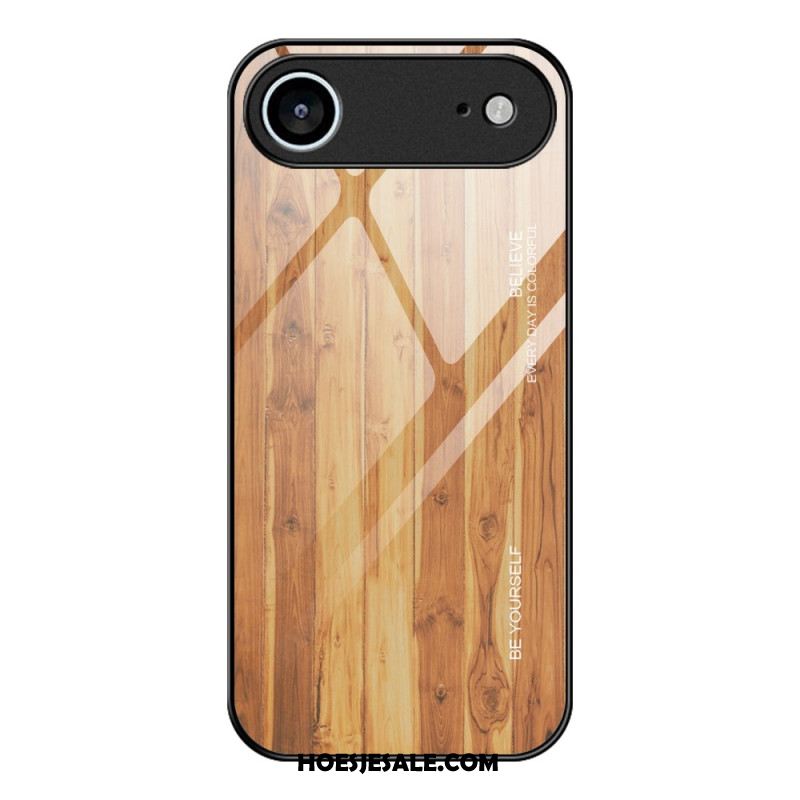 Hoesje iPhone Air Gehard Glas Met Houteffect