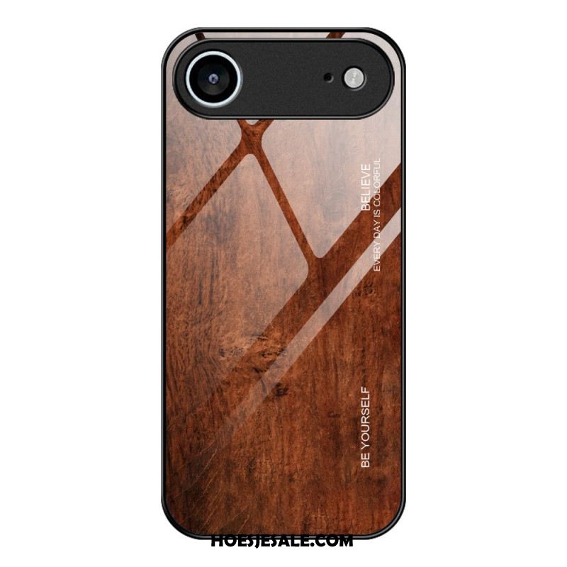 Hoesje iPhone Air Gehard Glas Met Houteffect