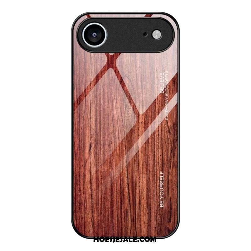 Hoesje iPhone Air Gehard Glas Met Houteffect